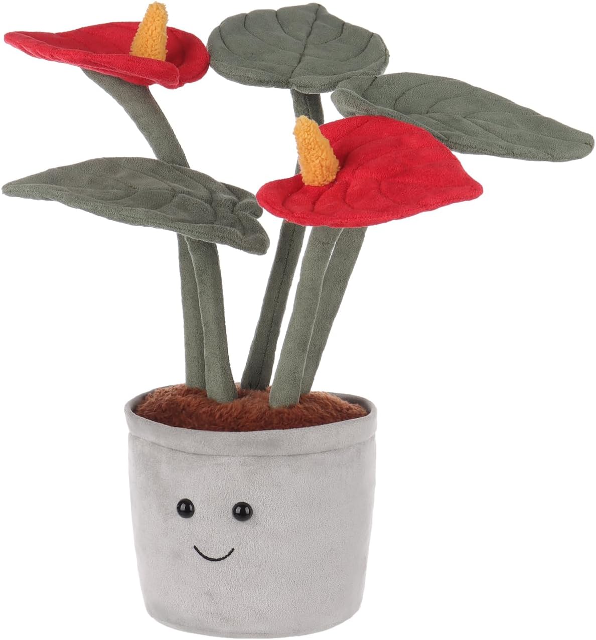 Apricot Lamb Potted Red Anthurium Plush Stuffed Animal for Kids