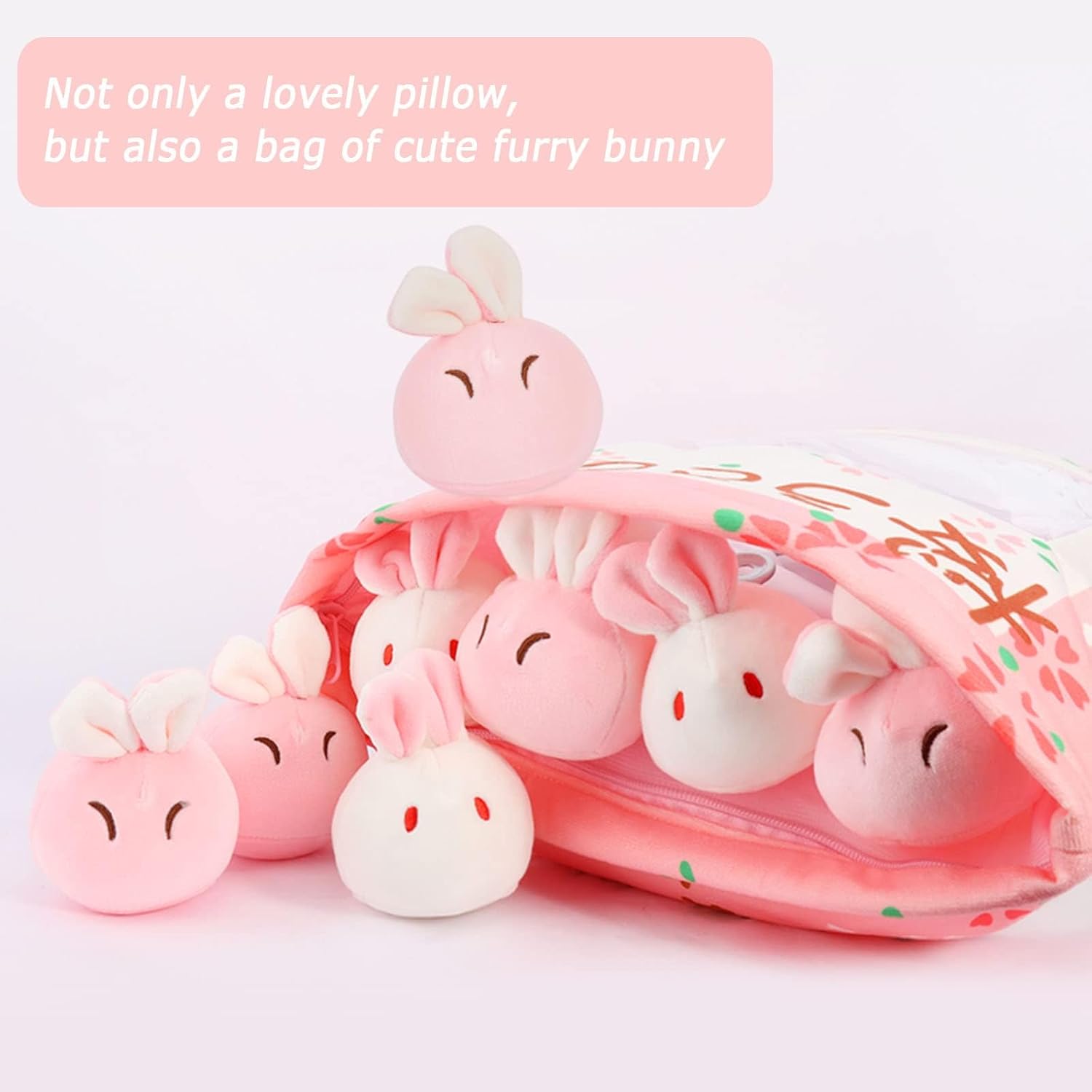 JILPAK Cute Bunny Plush Pillow with 8 Dolls