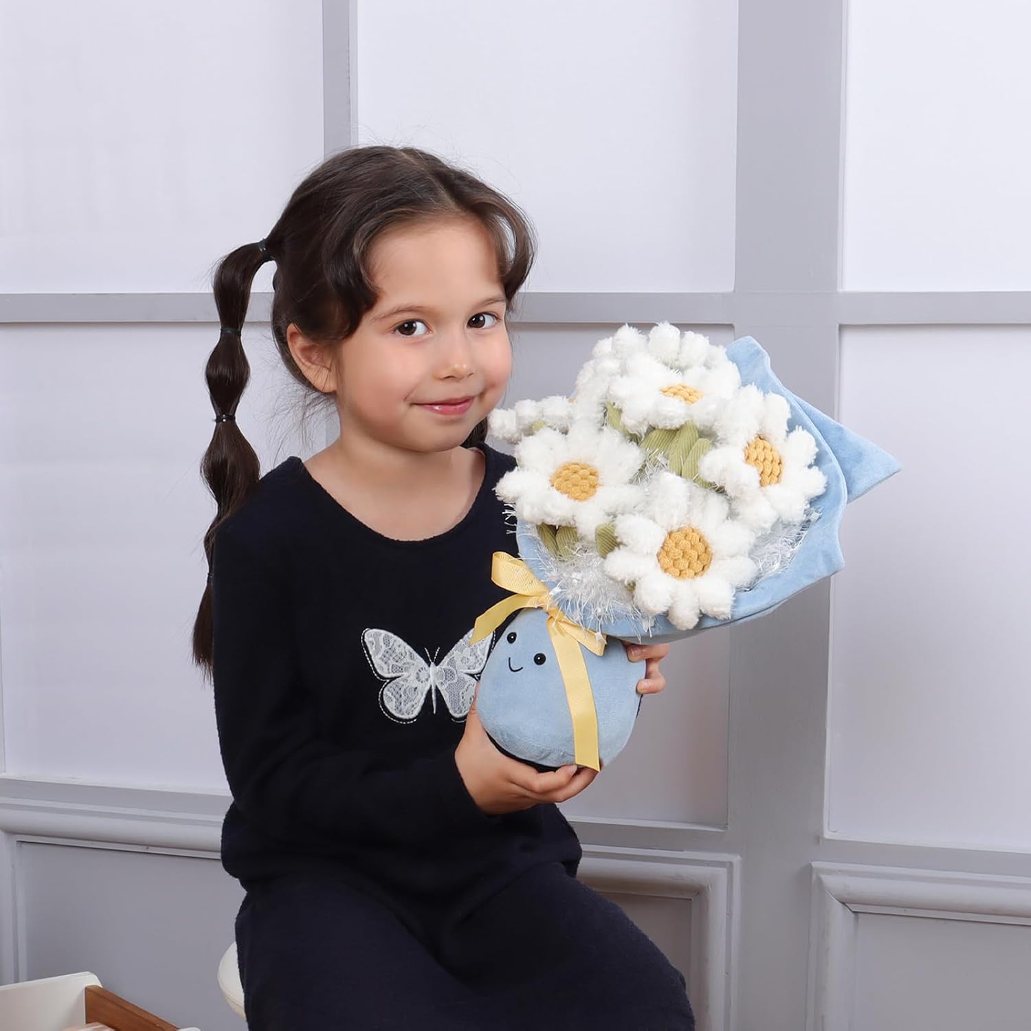 Apricot Lamb Romantic Daisy Bouquet Plush Stuffed Animal 115 Inches