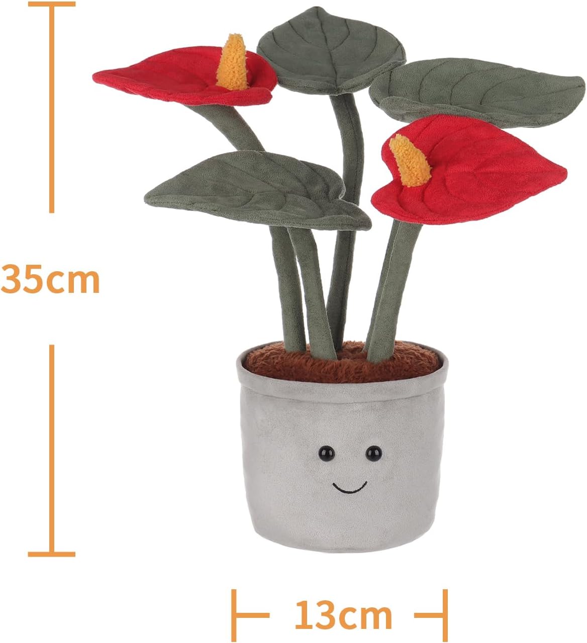 Apricot Lamb Potted Red Anthurium Plush Stuffed Animal for Kids