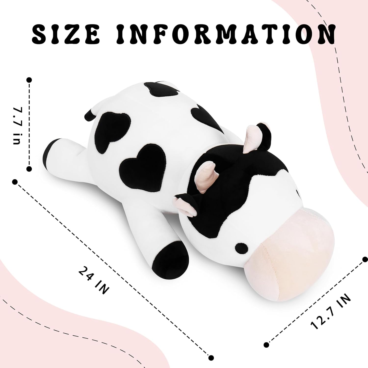 IdeaMeme Weighted Plush Cow 24 42 lbs Stuffed Animal Pillow