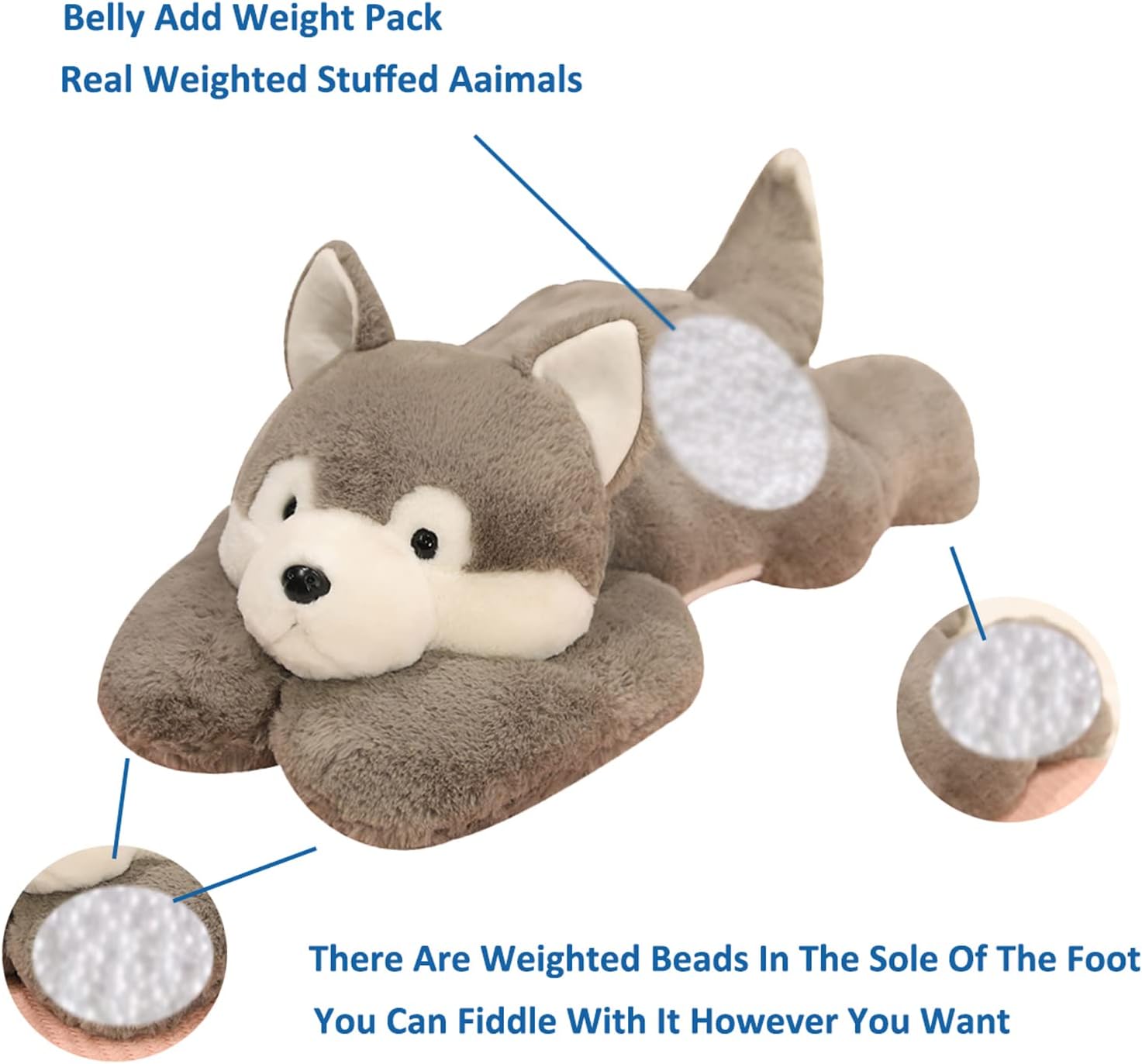 Doireum Weighted Stuffed Husky Plush Toy 118 Inch