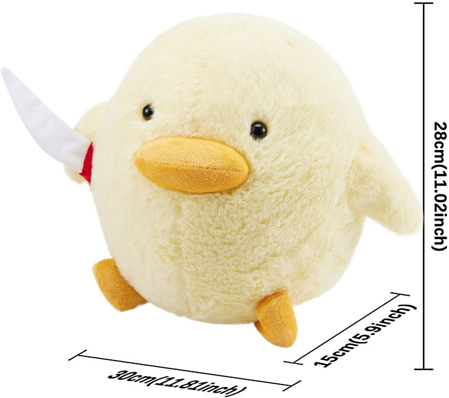 Kephay Cute Duck Plush Toy with Knife 118 Inch Yellow Stuffed Animal