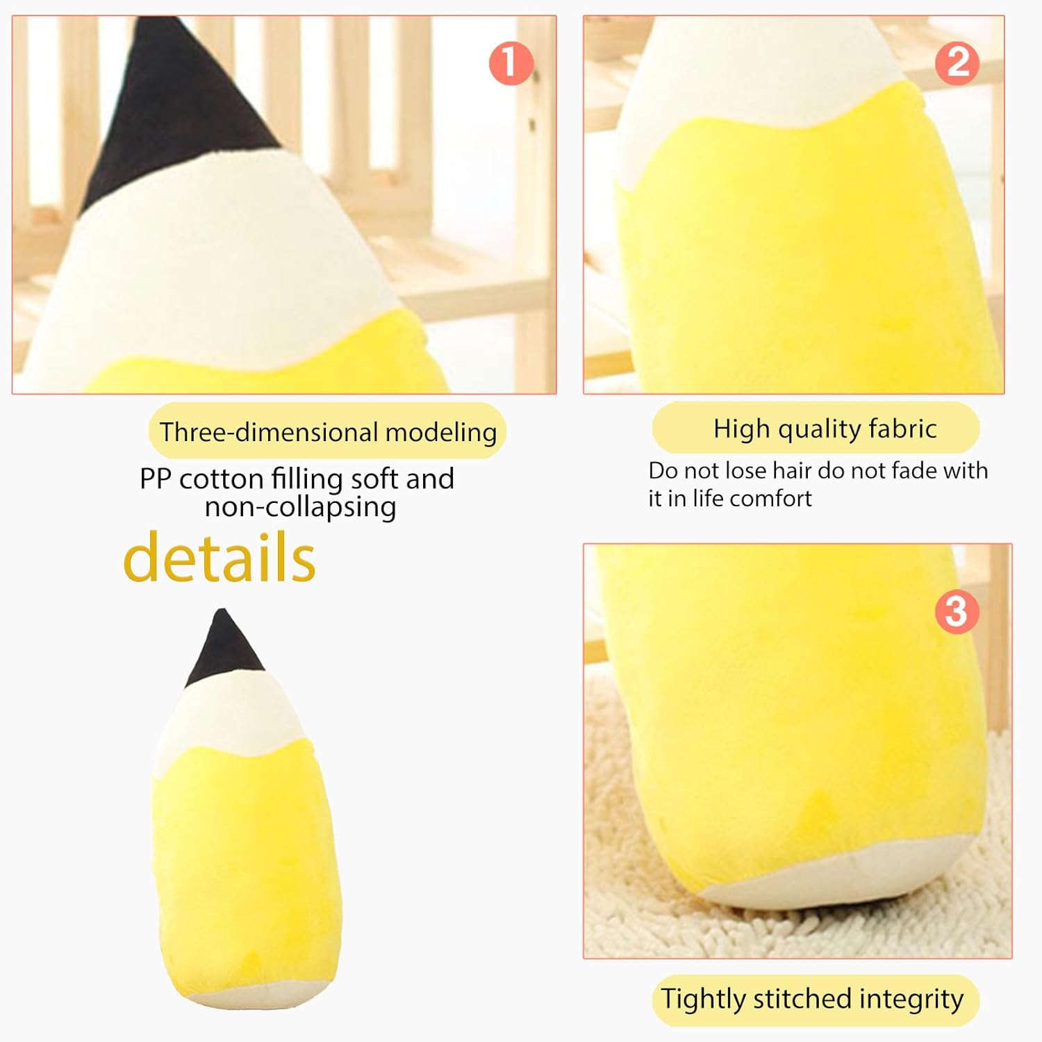 CHELEI2019 197 Pencil Pillow Plush Toy for Kids Yellow