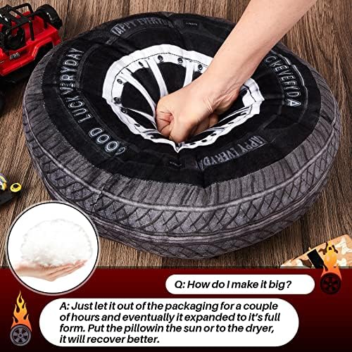 Meooeck 2 Pcs 157 Inch 3D Wheel Plush Pillow