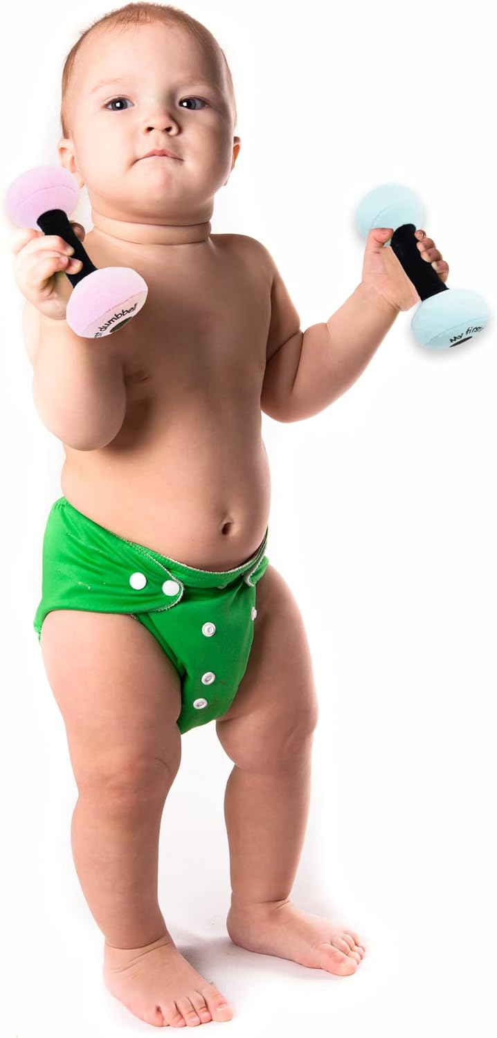 June Garden 6 Plush Baby Dumbbell Rattle Toy - Pink 1