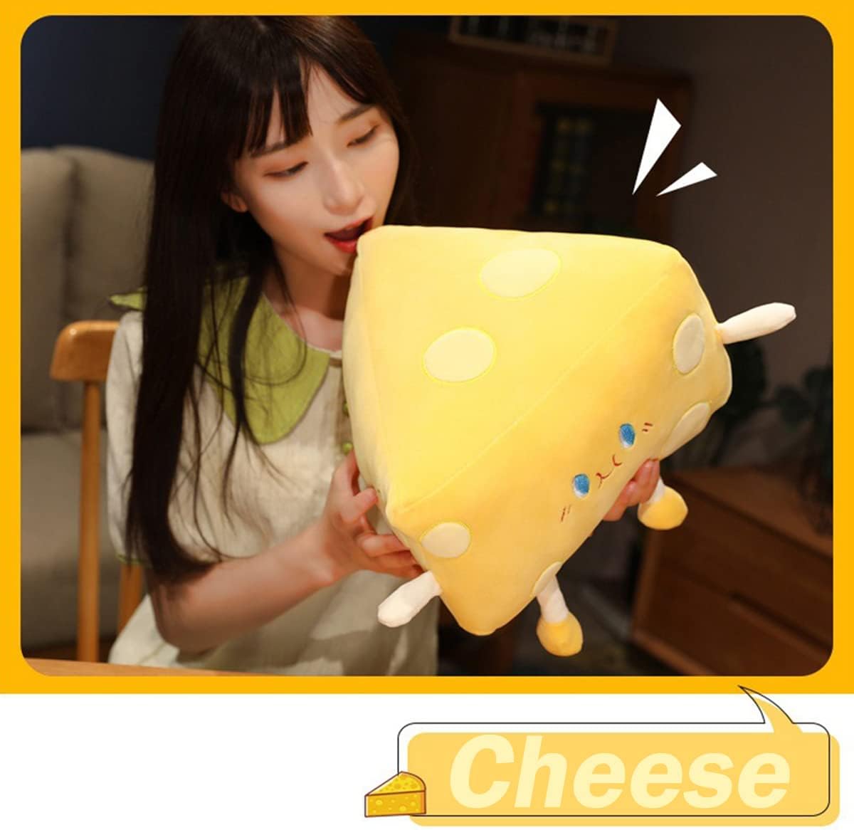 Cheese Stuffed Plush Pillow - Kids Toy for Home Decor