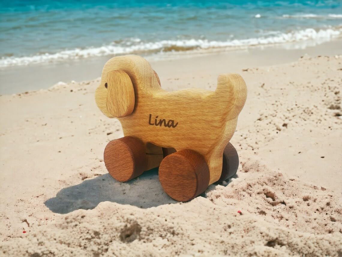 Personalized Wooden Dog Toy For Baby Boy