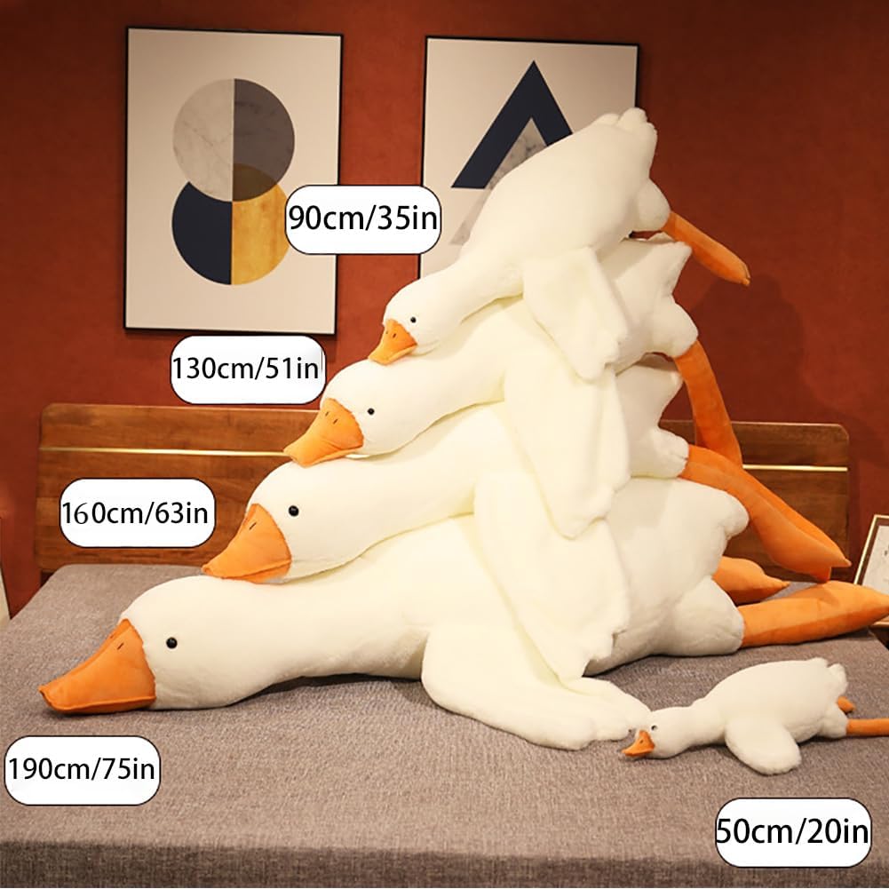Giant White Goose Plush Pillow - 51 in Soft Furry Hugging Toy 1