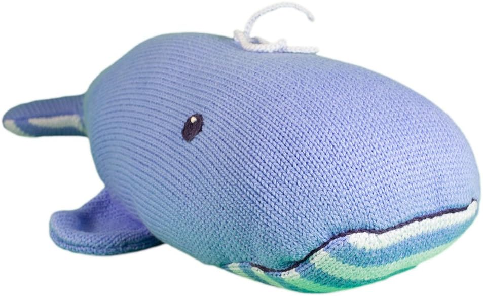 ZUBELS Baby Wally The Whale Rattle 7-Inch Hand-Knit Plush Toy