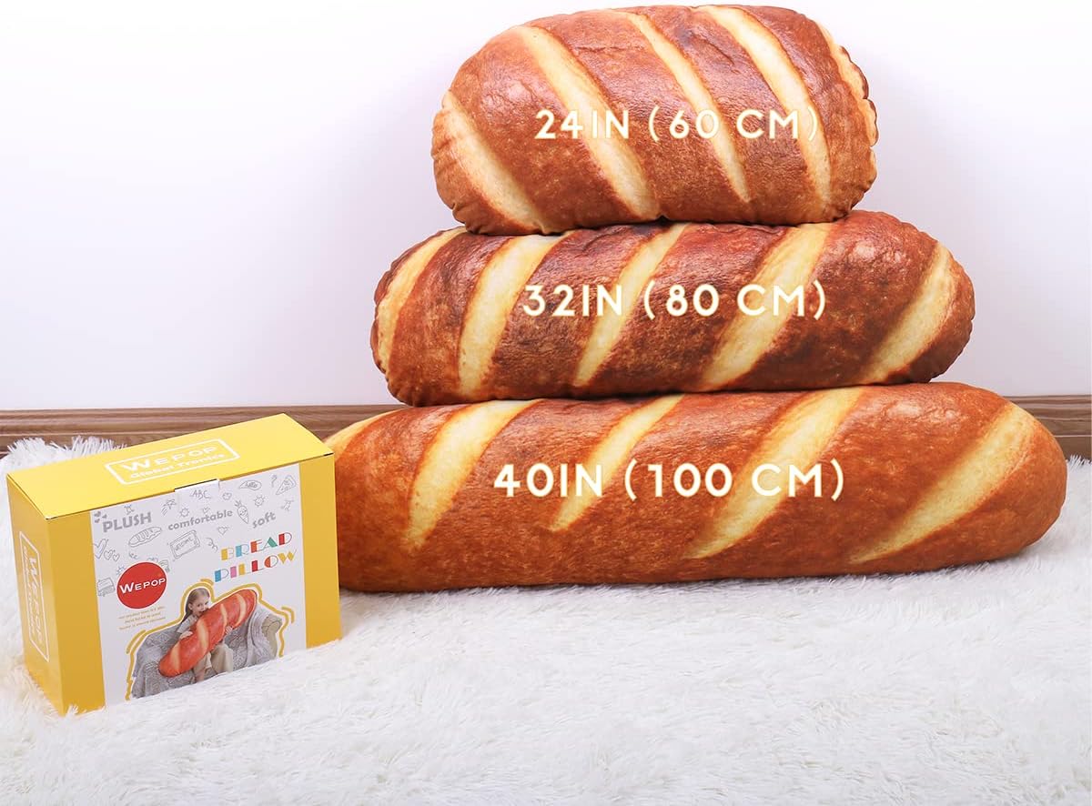 Wepop 40 in 3D Simulation Bread Shape Plush Pillow