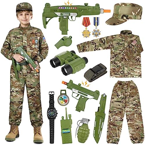 GIFTINBOX Kids Army Costume Set Halloween 3-12
