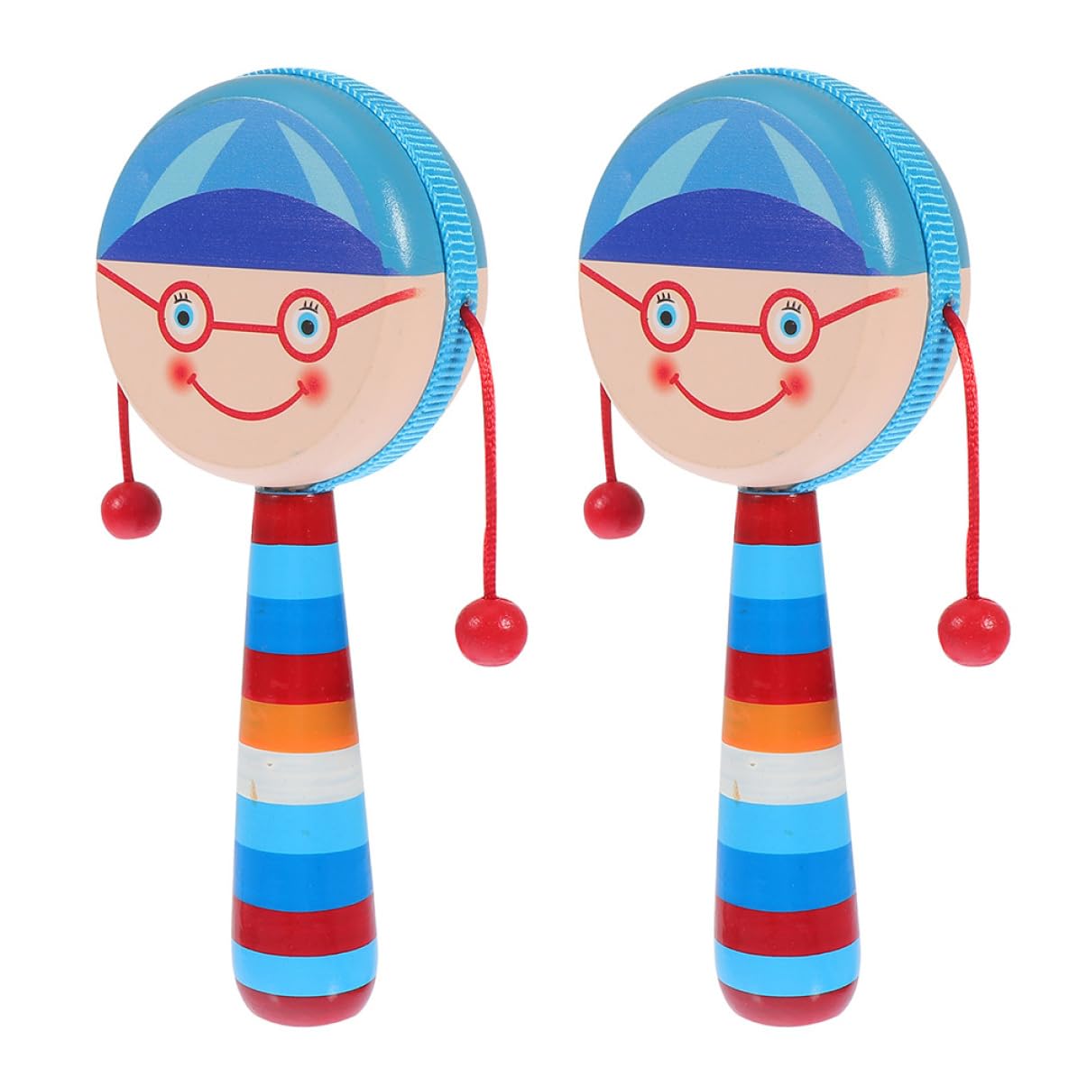 DECHOUS Hand Wooden Rattle Toy 2pcs Baby Development