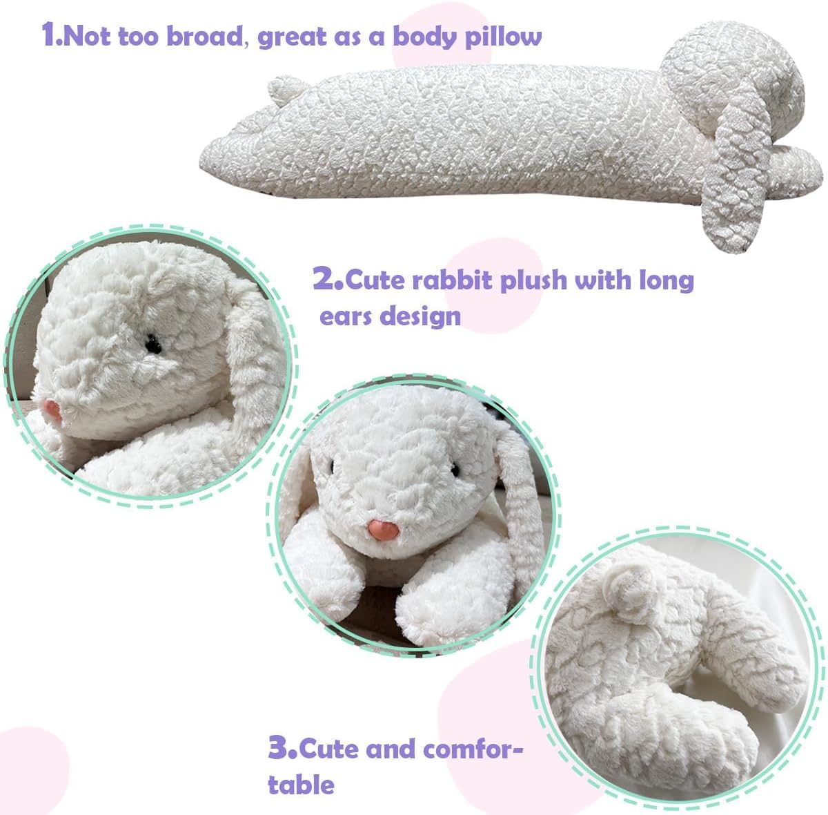 Hofun4U Rabbit Plush Pillow - 47 Inch White 1