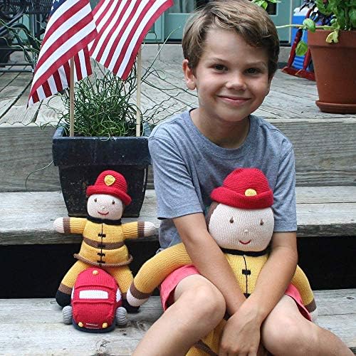 ZUBELS Baby Hand-Knit Frank The Fireman Plush Doll 12-Inch 1