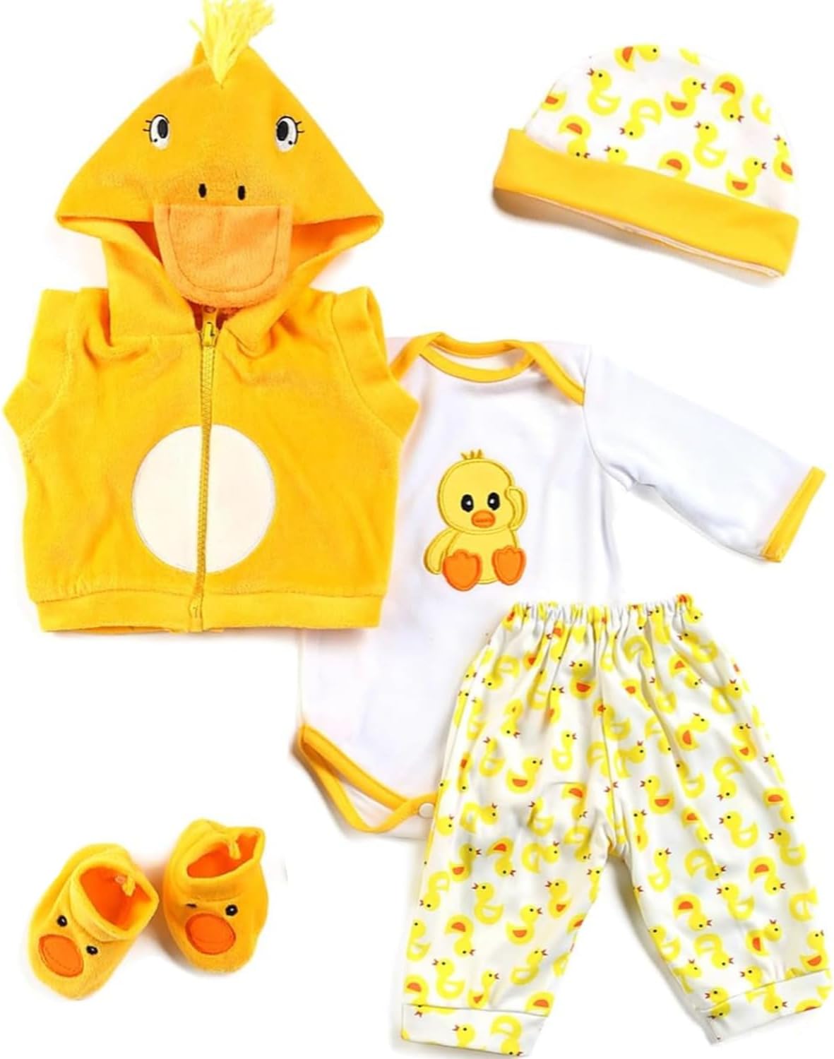 Yellow Duck Reborn Baby Doll Clothes 5pcs Set