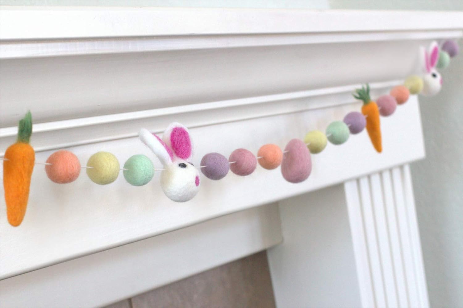 Matthew and Mae 1 Felt Garland with Bunnies Carrots and Eggs
