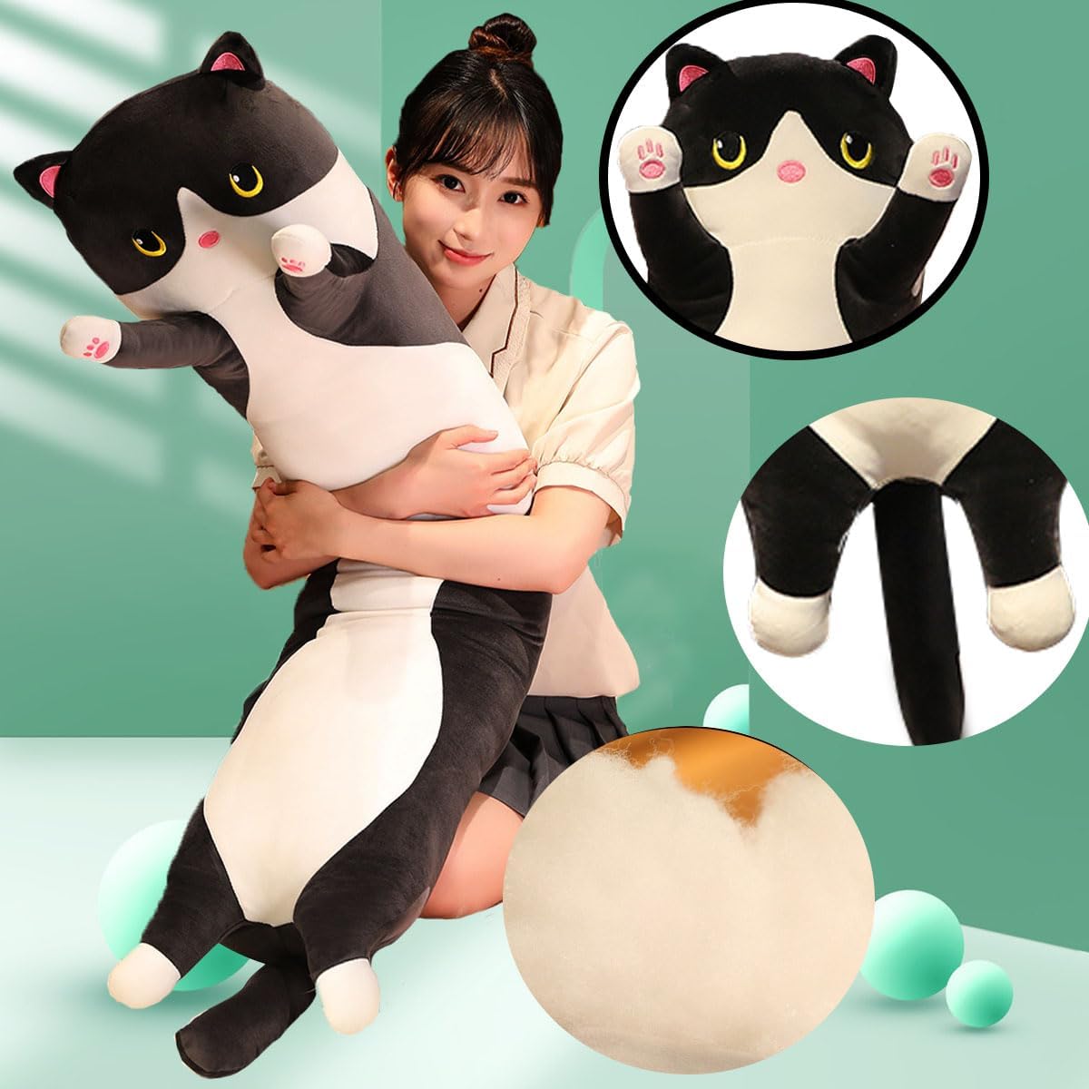 Werdast Black Cat Plush Pillow 18 Inches