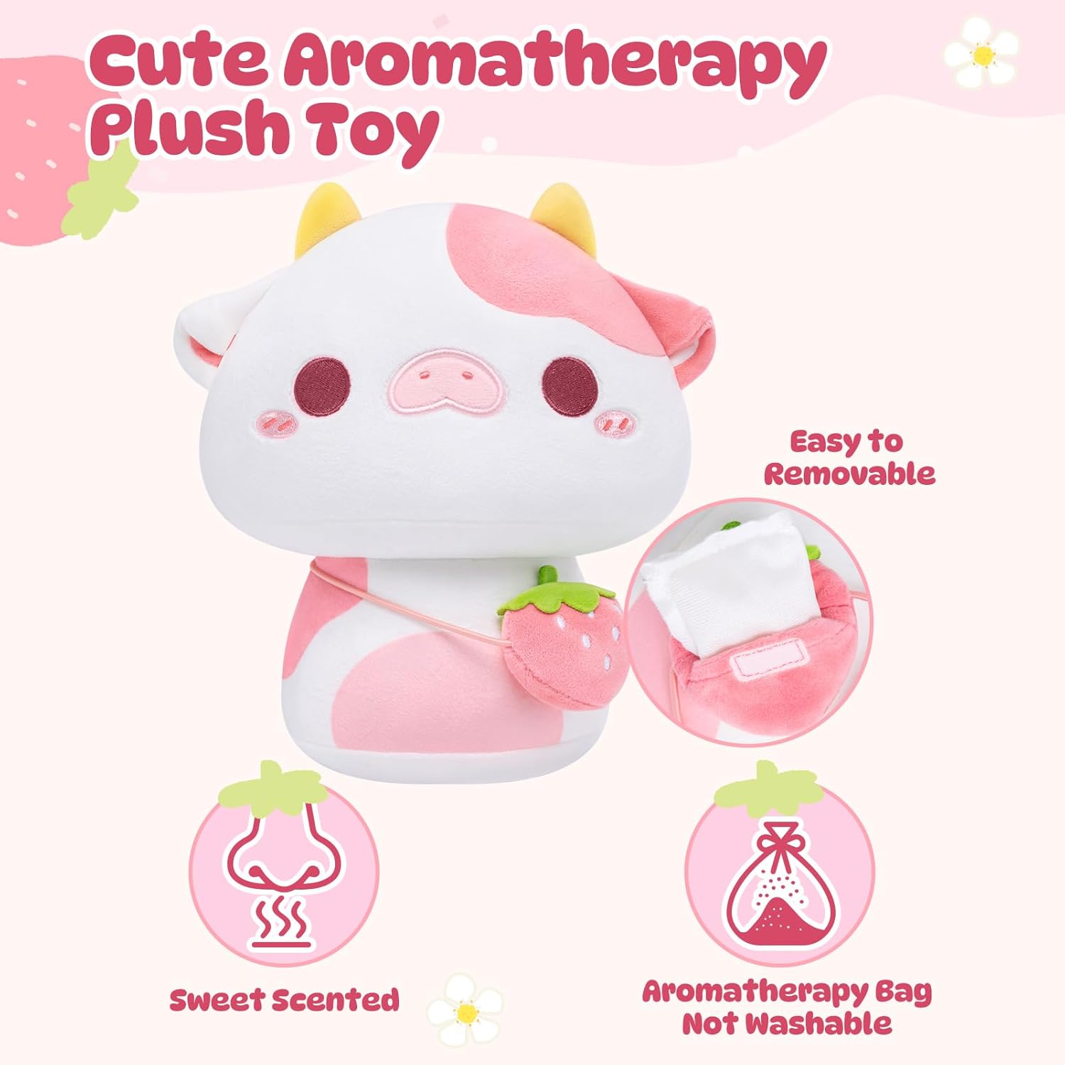Scented Plush Strawberry Cow Pillow