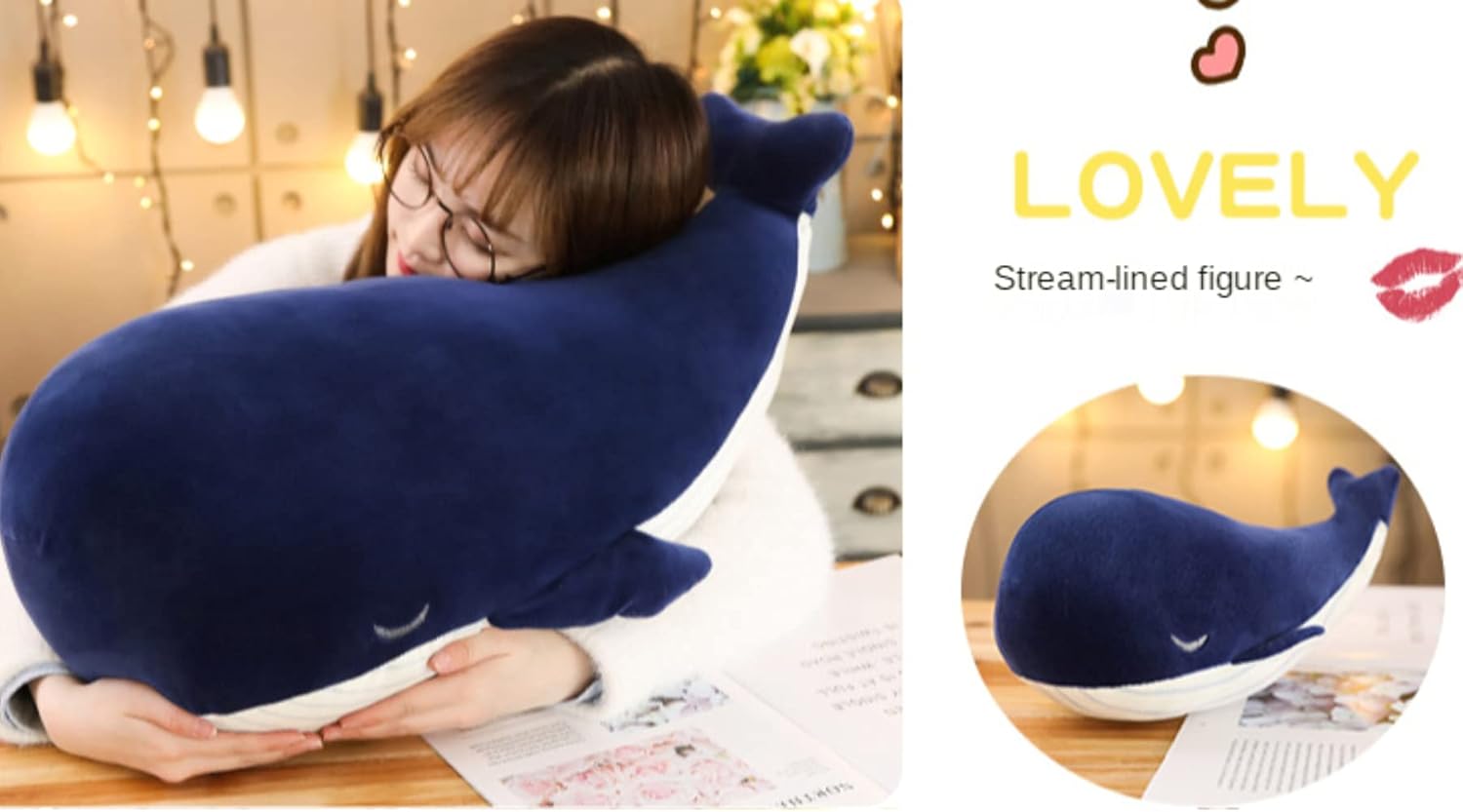 MUPI Blue Whale Plush Pillow 18 Inch