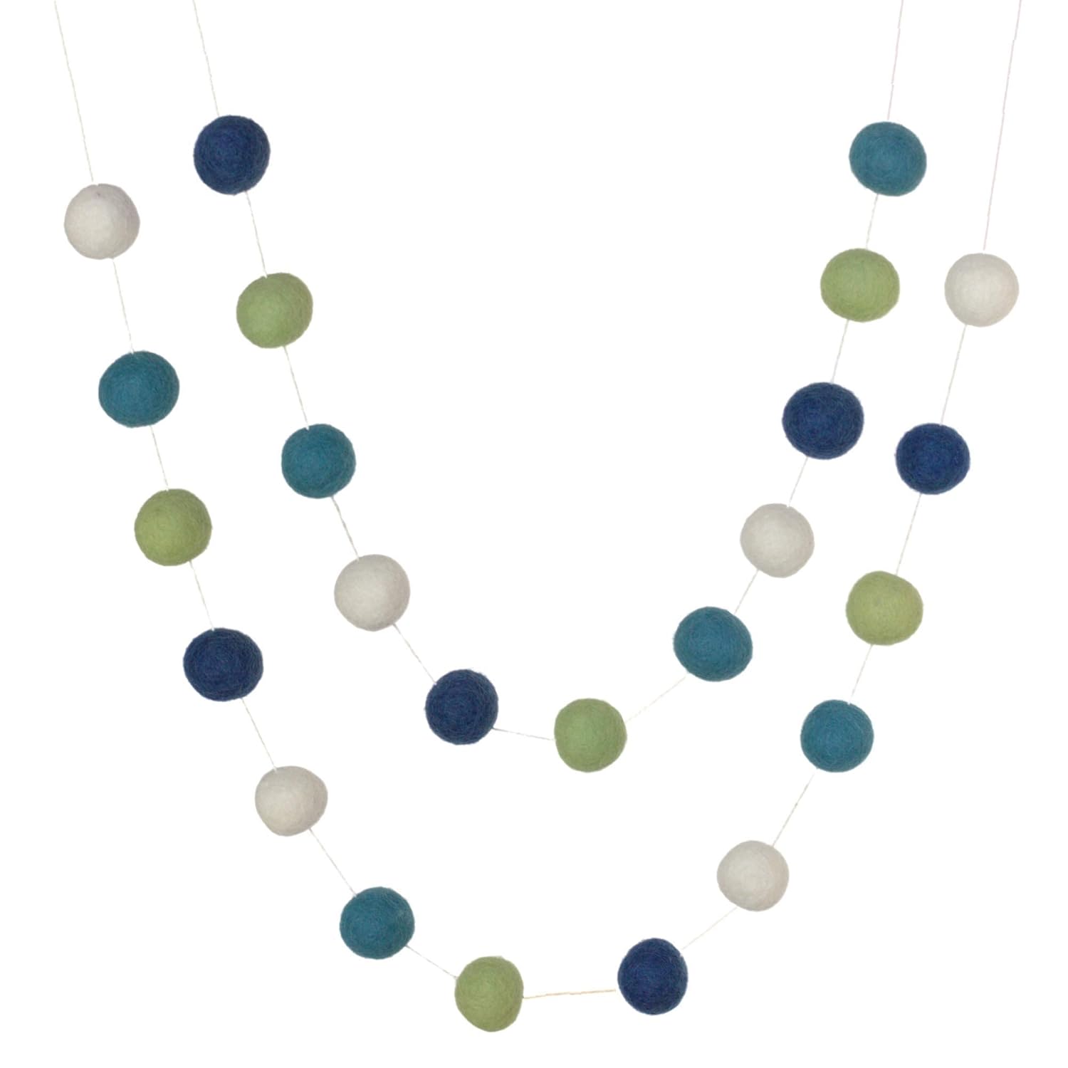 Matthew Mae Spring Felt Ball GARLAND - 1 Balls - Green Blue White