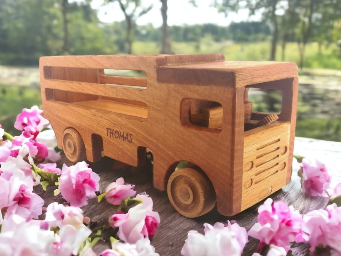 Personalized Wooden Truck Toy for 1-3 Year Old Boys