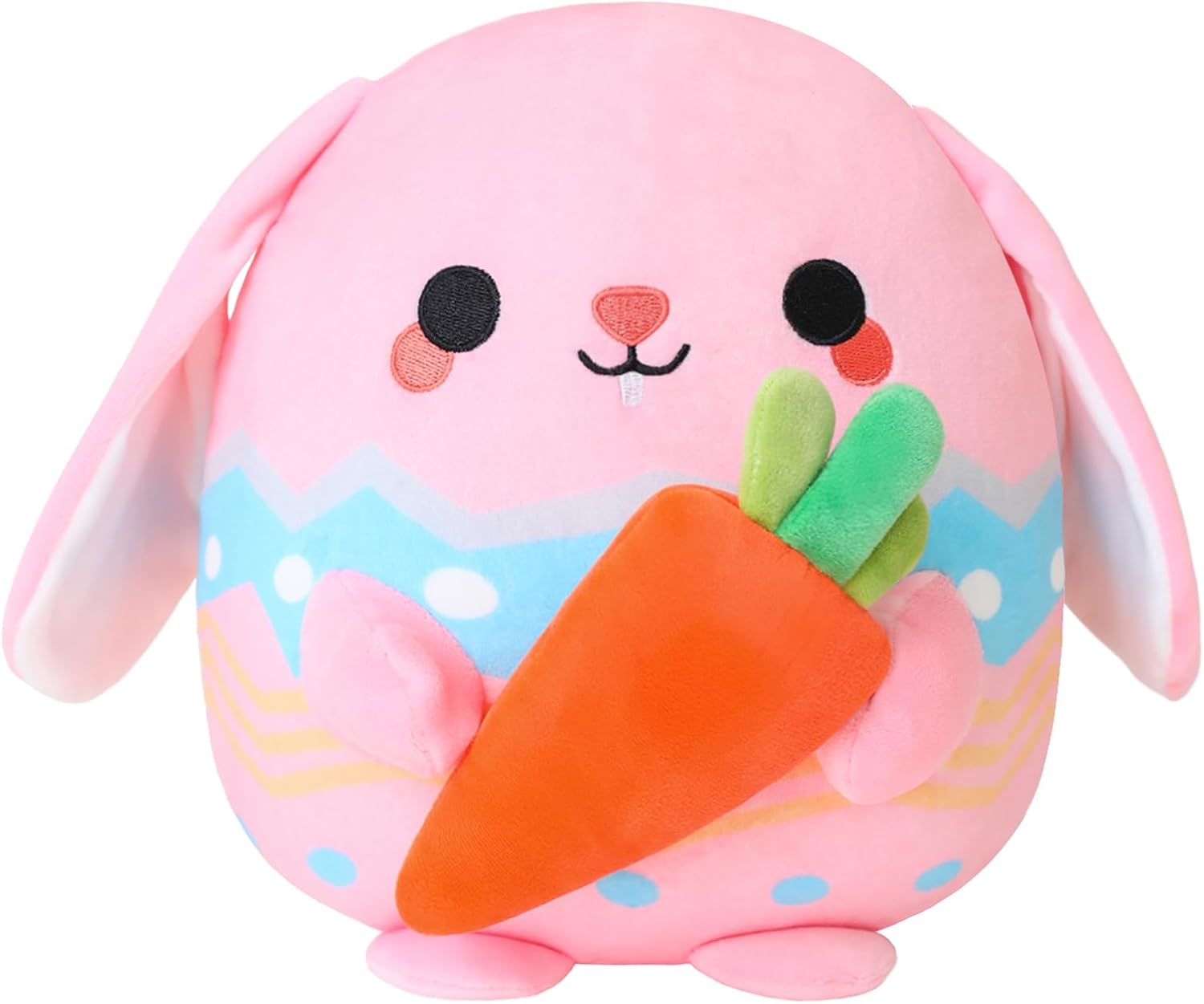 Pink Bunny Plush Stuffed Animal Toy with Carrot - 10 Inch Easter Pillow Gift