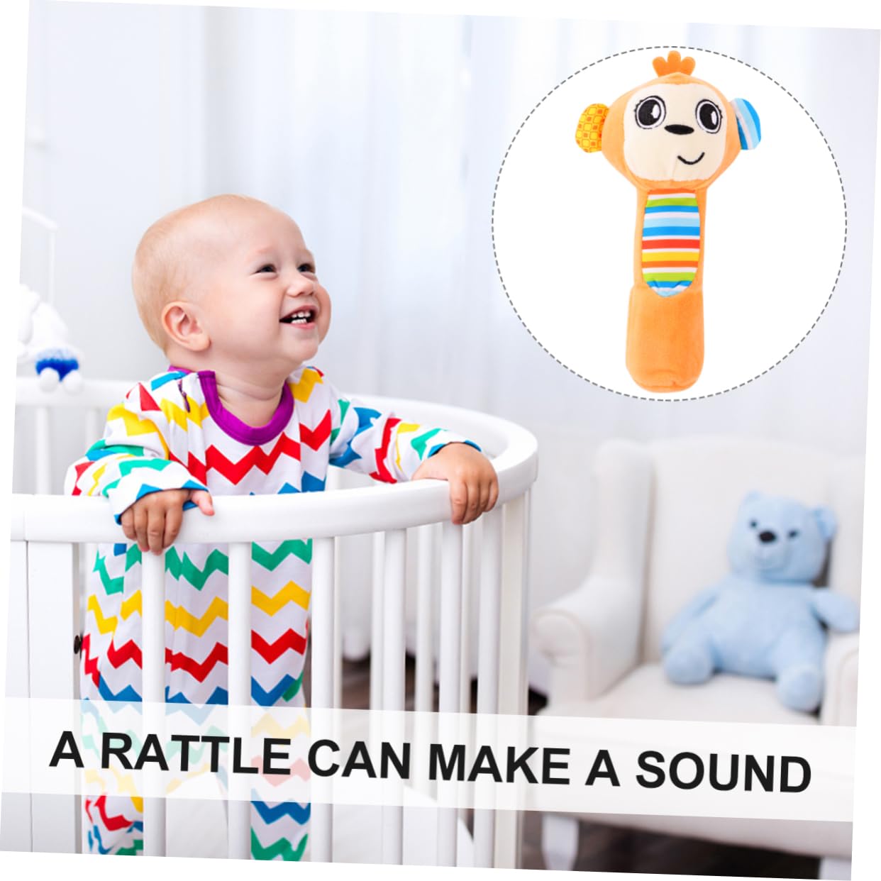 SUPVOX Plush Rattle Monkey Toy for Newborn Baby