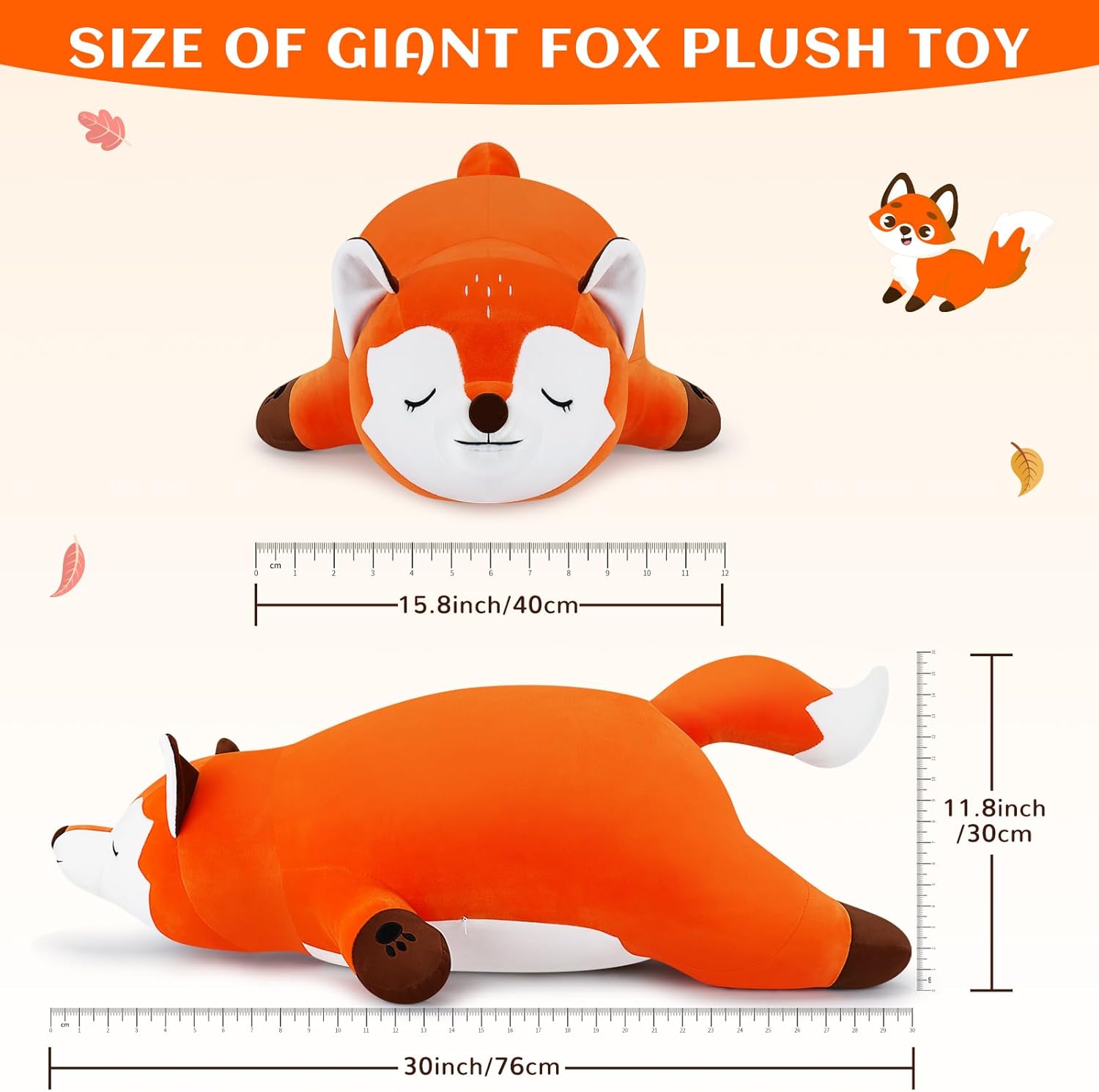 Cute Giant Orange Foxy Plush Pillow