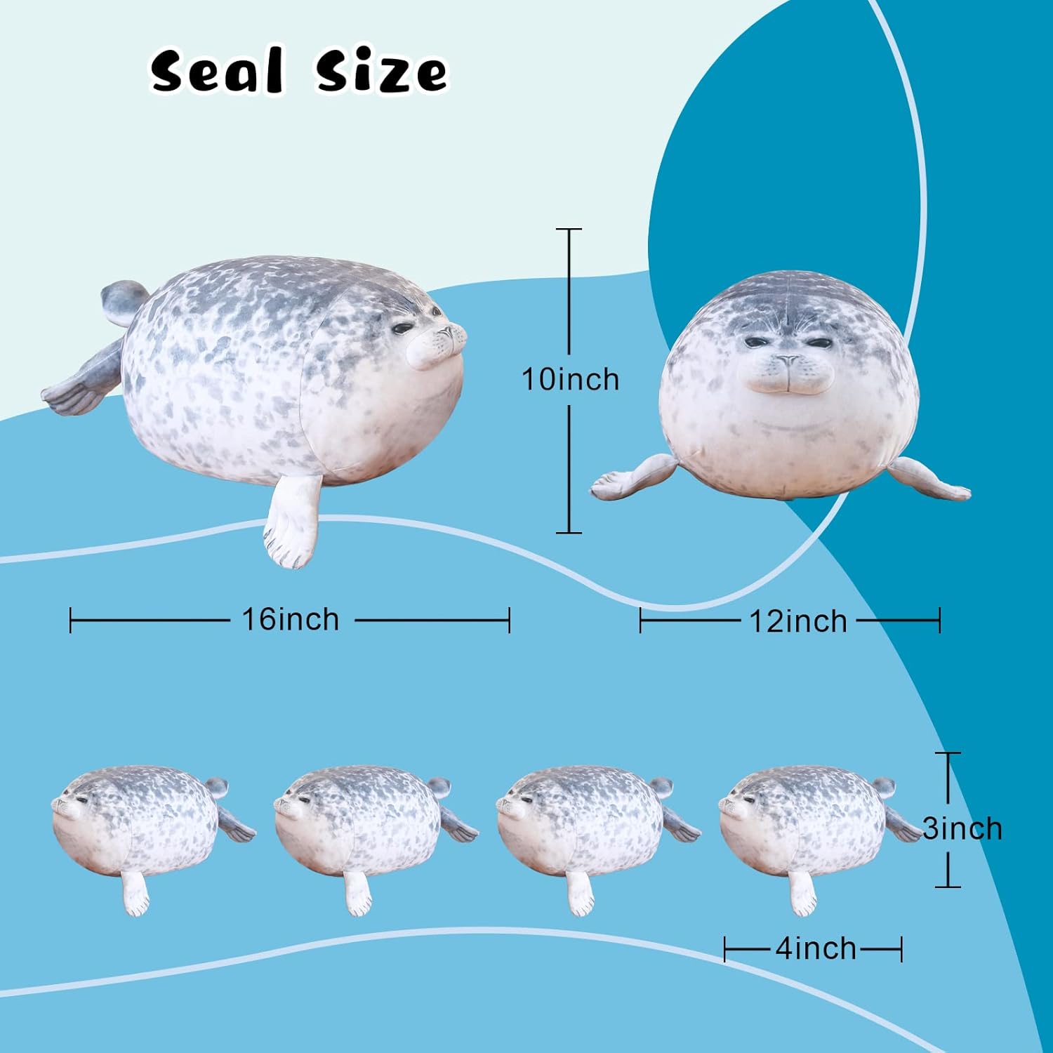 Chubby Blob Seal Pillow with 4 Baby Plushies