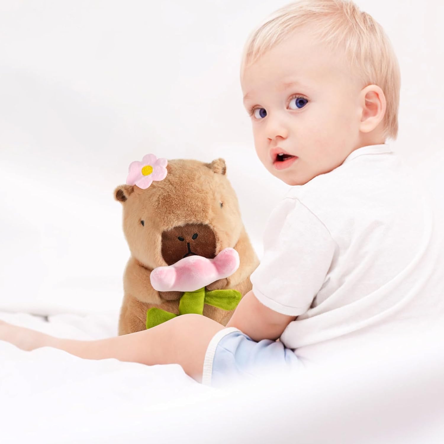 Flower Capybara Plush 11 Inch Cute Stuffed Animal Pillow