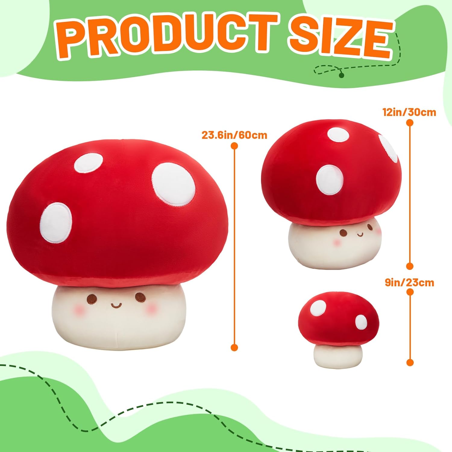 Yulefly 9-Inch Mushroom Pillow Plush - Cute Stuffed Animal Decor