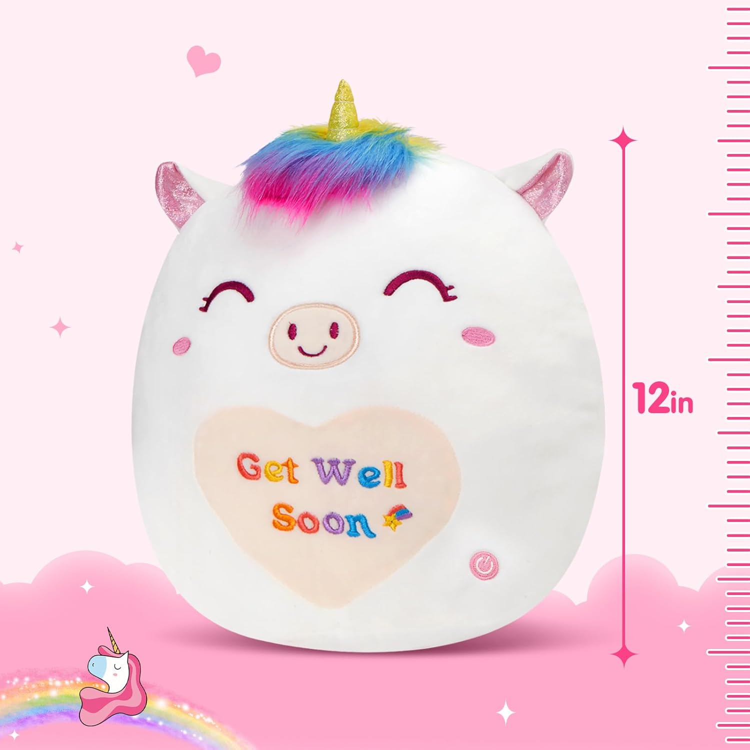 Athoinsu 12 Inch Luminous Unicorn Plush Pillow
