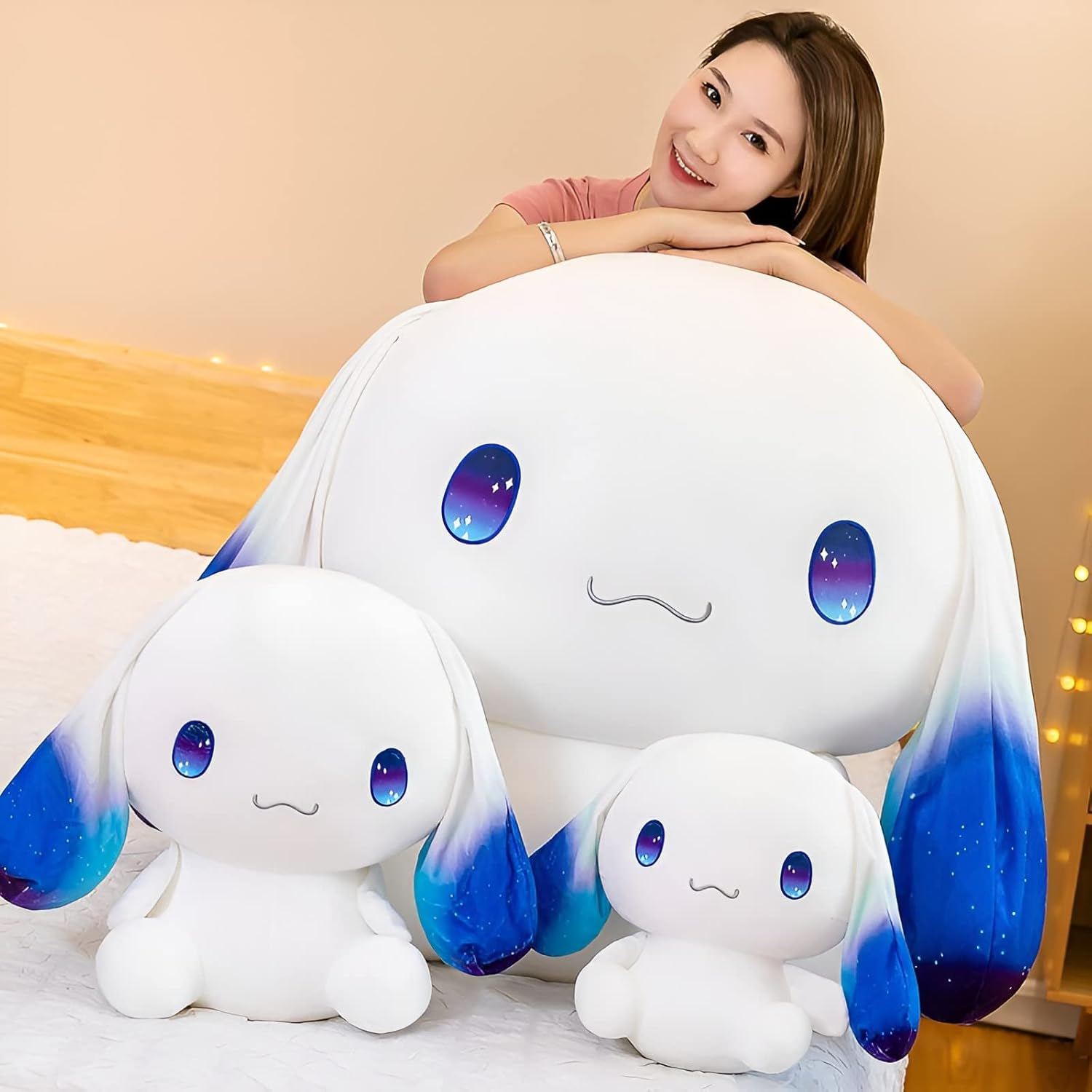 OULV Big Ear White Plush Dog Toy 118 Inch Hugging Pillow