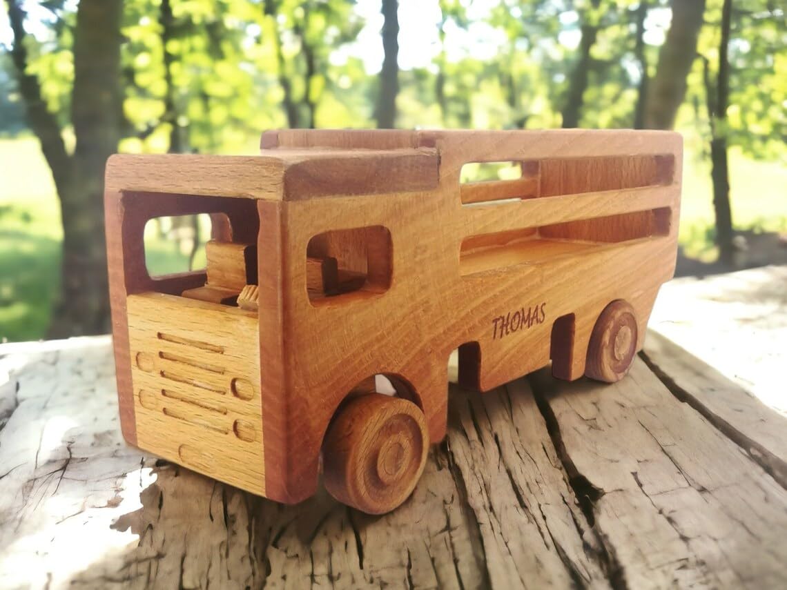 Personalized Wooden Truck Toy for 1-3 Year Old Boys
