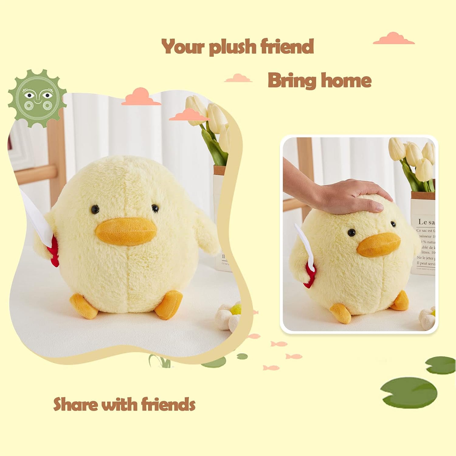 Kephay Cute Duck Plush Toy with Knife 118 Inch Yellow Stuffed Animal