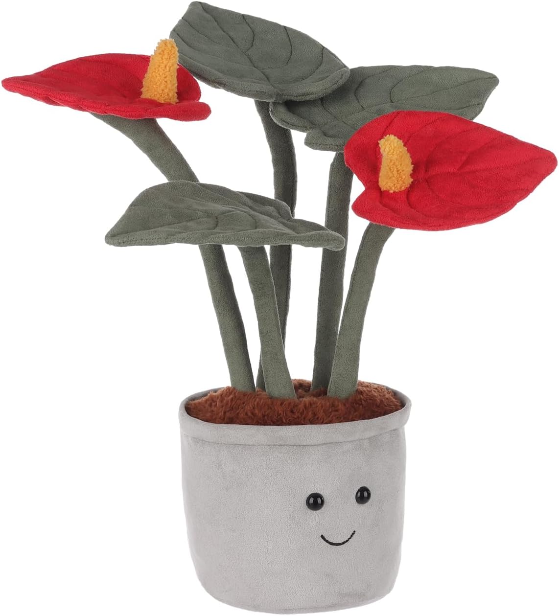 Apricot Lamb Potted Red Anthurium Plush Stuffed Animal for Kids