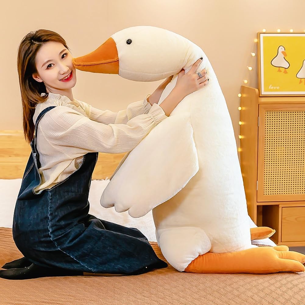 Giant Fat Goose Plush Pillow 63 in Soft Furry Swan Hugging Pillow