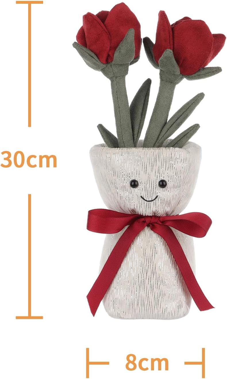 Apricot Lamb Fluffy Rose Vase Plush Toy for Kids