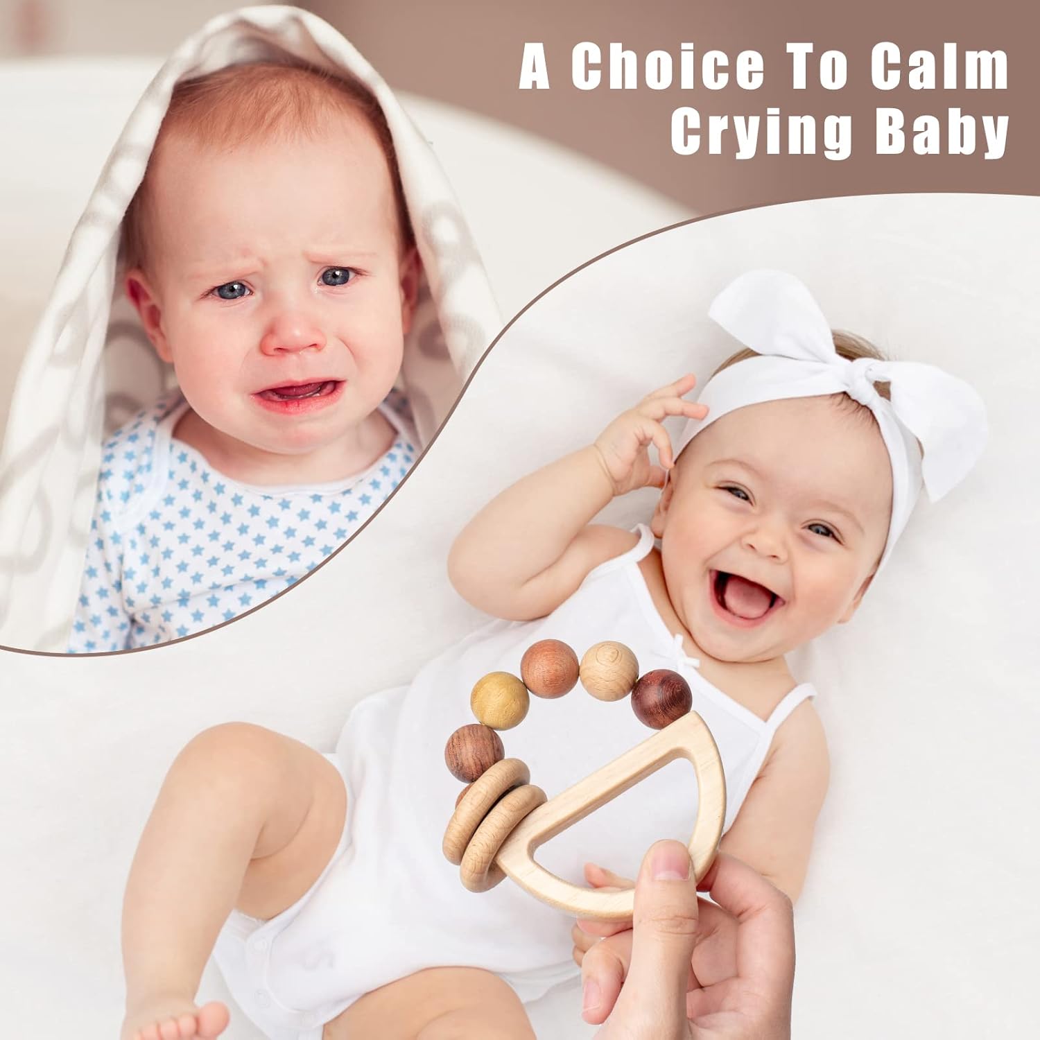 Busy Edition Wooden Rattles for Newborns and Toddlers 0-12 Months