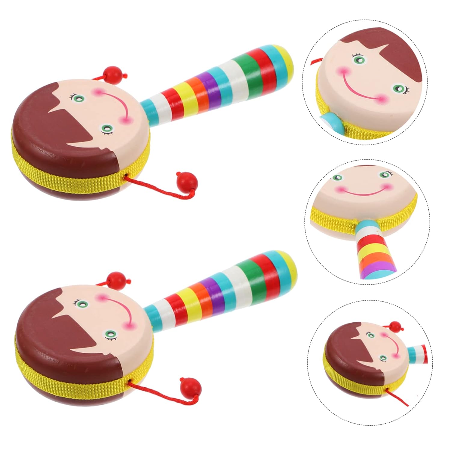 2pcs Musical Wooden Rattle for Babies with Soft Edges