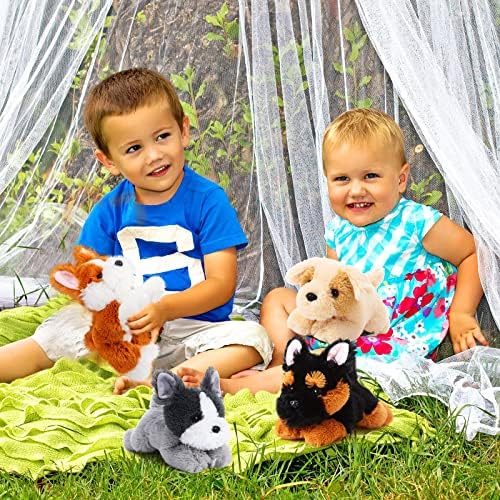 4 Pack 8 Inch Dog Plush Stuffed Animal Pillow Set