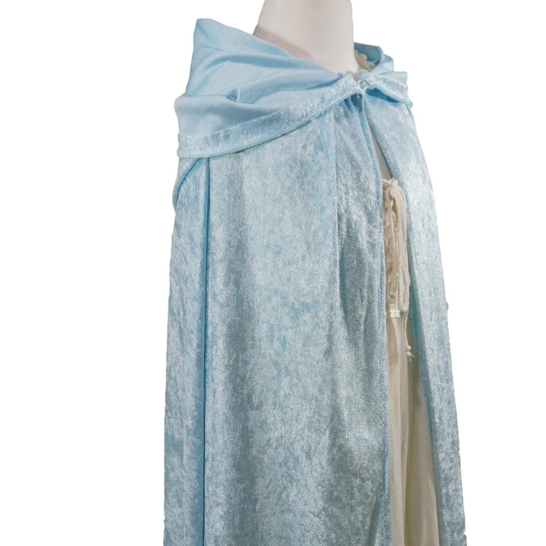 Light Blue Velvet Hooded Cape for All Ages