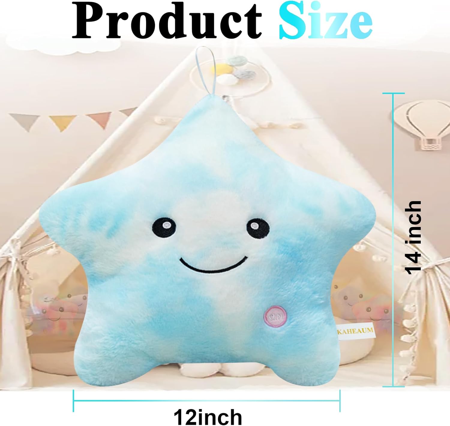 LED Star Pillow for Kids Night Light Plush Decor