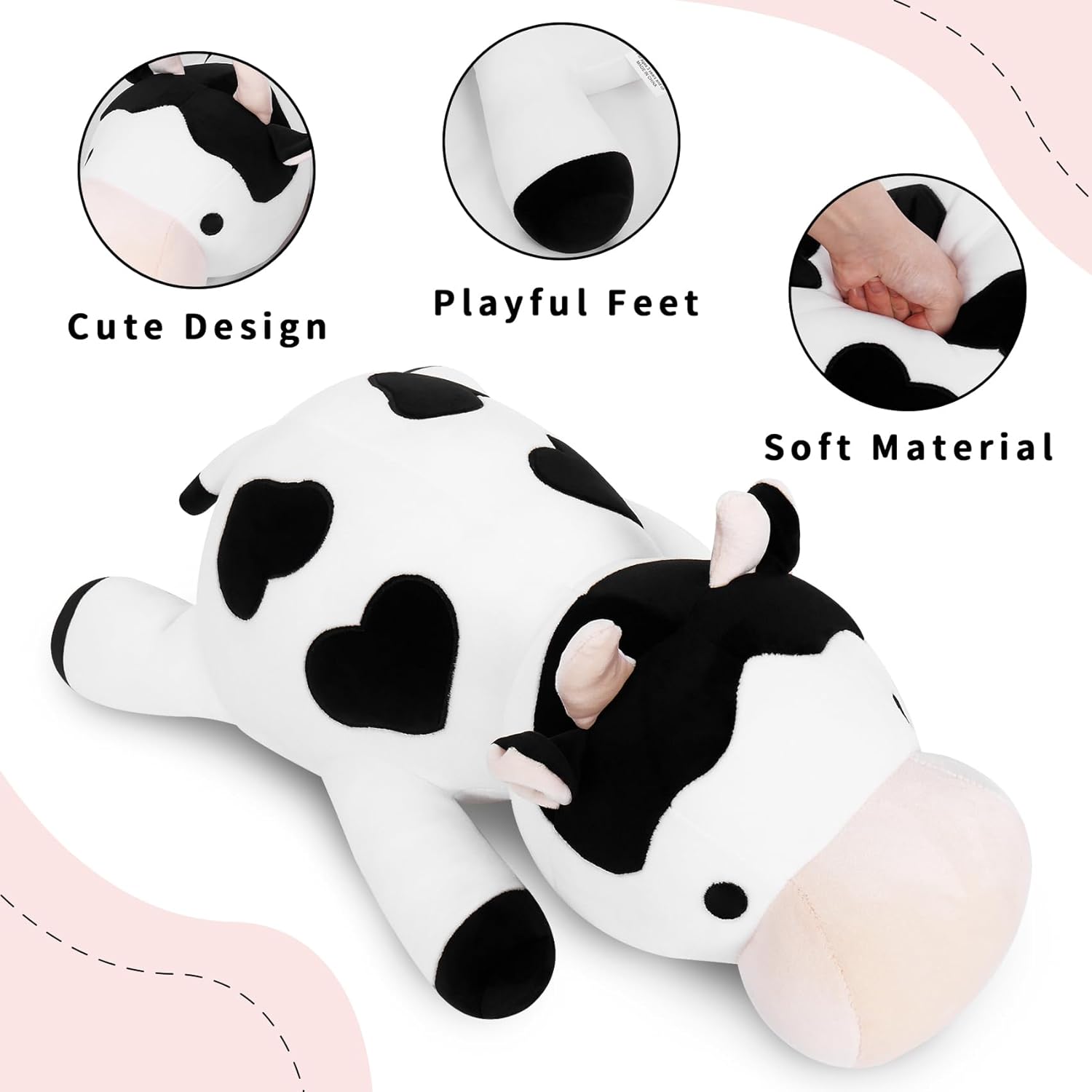 IdeaMeme Weighted Plush Cow 24 42 lbs Stuffed Animal Pillow