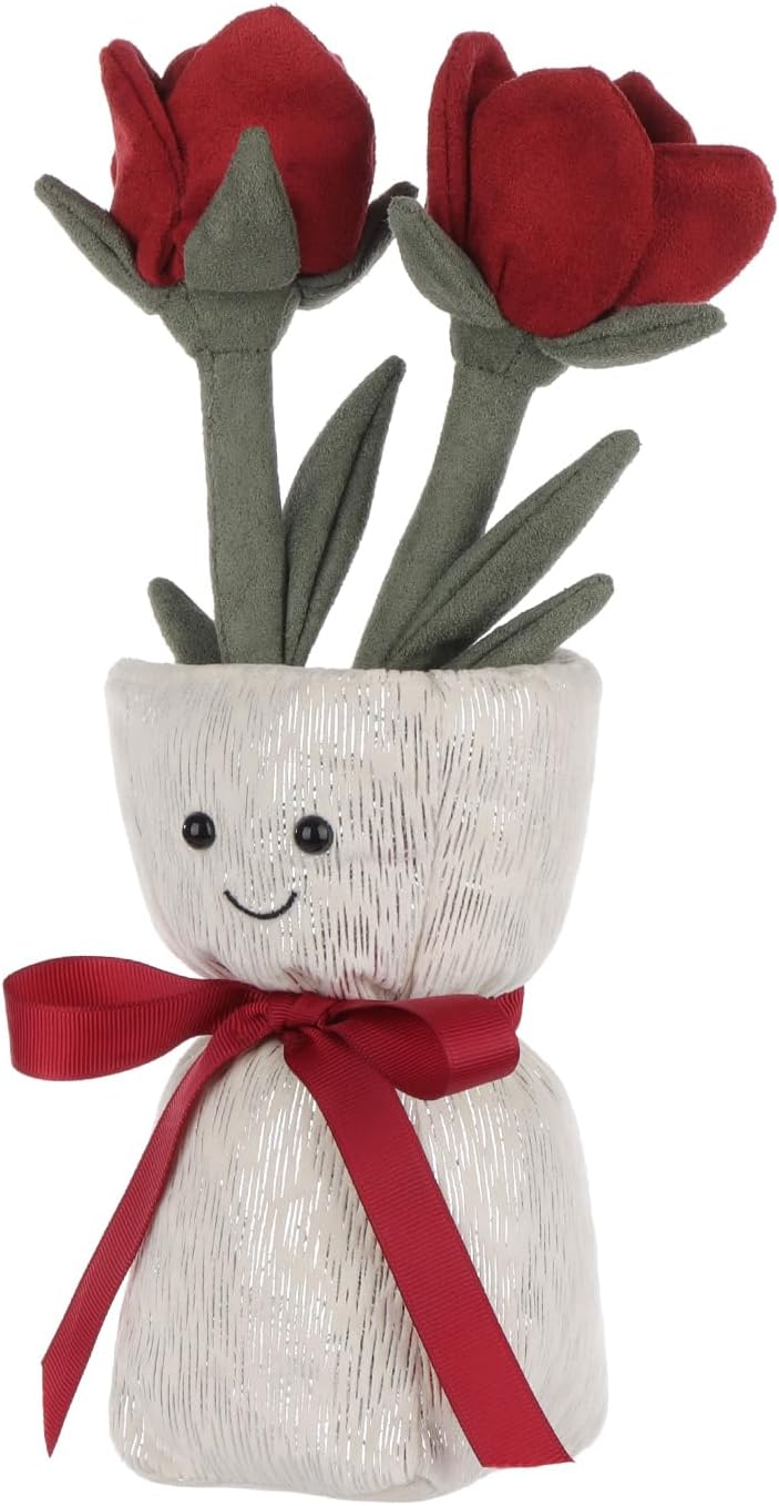 Apricot Lamb Fluffy Rose Vase Plush Toy for Kids