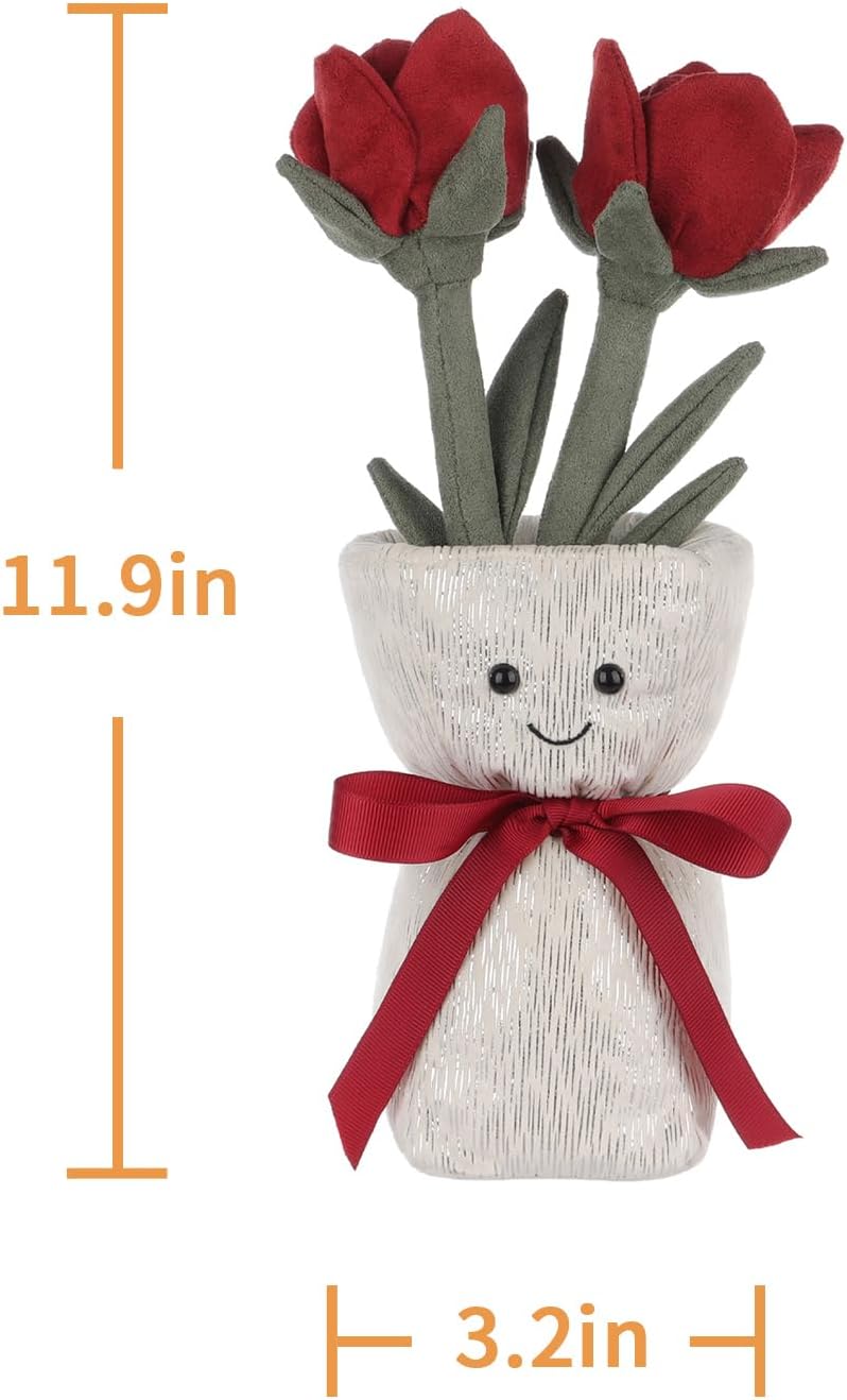 Apricot Lamb Fluffy Rose Vase Plush Toy for Kids