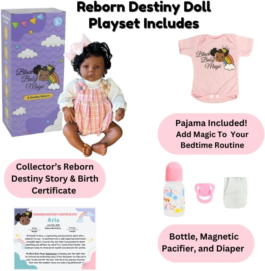 Black Baby Magic Reborn Destiny Doll 6 Piece Set 1