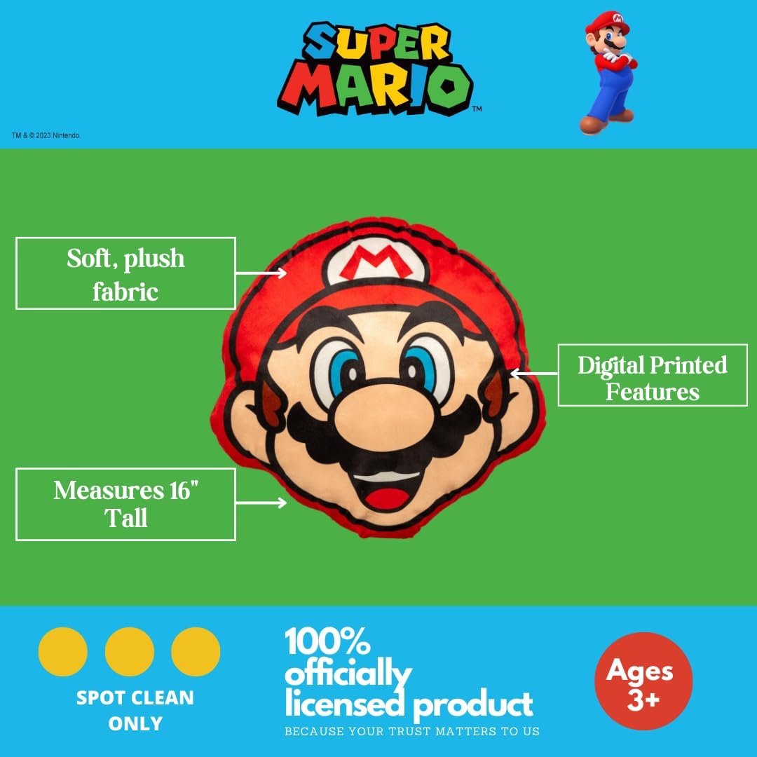 Franco Super Mario Plush Pillow 16 Inches Tall