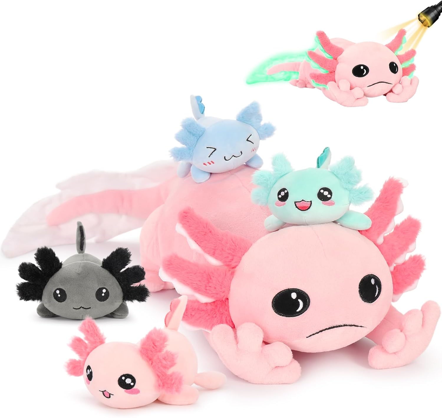 MaoGoLan Glow Axolotl Plush Pillow 5Pcs Set